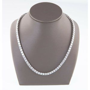 18.00ct t.w. CZ Tennis Necklace Set In Rhodium Plated Sterling Silver 16"